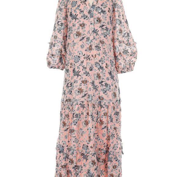 Vineyard Vines Amelia Tiered LongSleeve Ruffle Maxi Dress NWT size XS - Picture 4 of 8